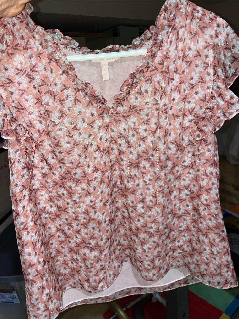 REBECCA TAYLOR Lucia Silk Blend Metallic Top, Size 8